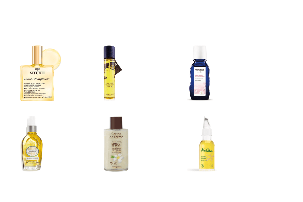 Meilleures huiles pour le corps Nuxe Prodigieuse Caudalie Divine Weleda Amande L'Occitane Souplesse Corine de Farme Monoï Melvita Argan comparatif