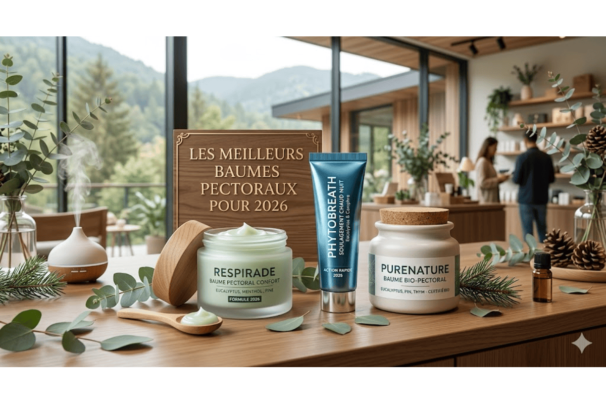 Les meilleurs baumes pectoraux 2026 guide Amazon Pranarôm Puressentiel Phytosun Vapoflux Healthpoint eucalyptus huiles essentielles bio respiration