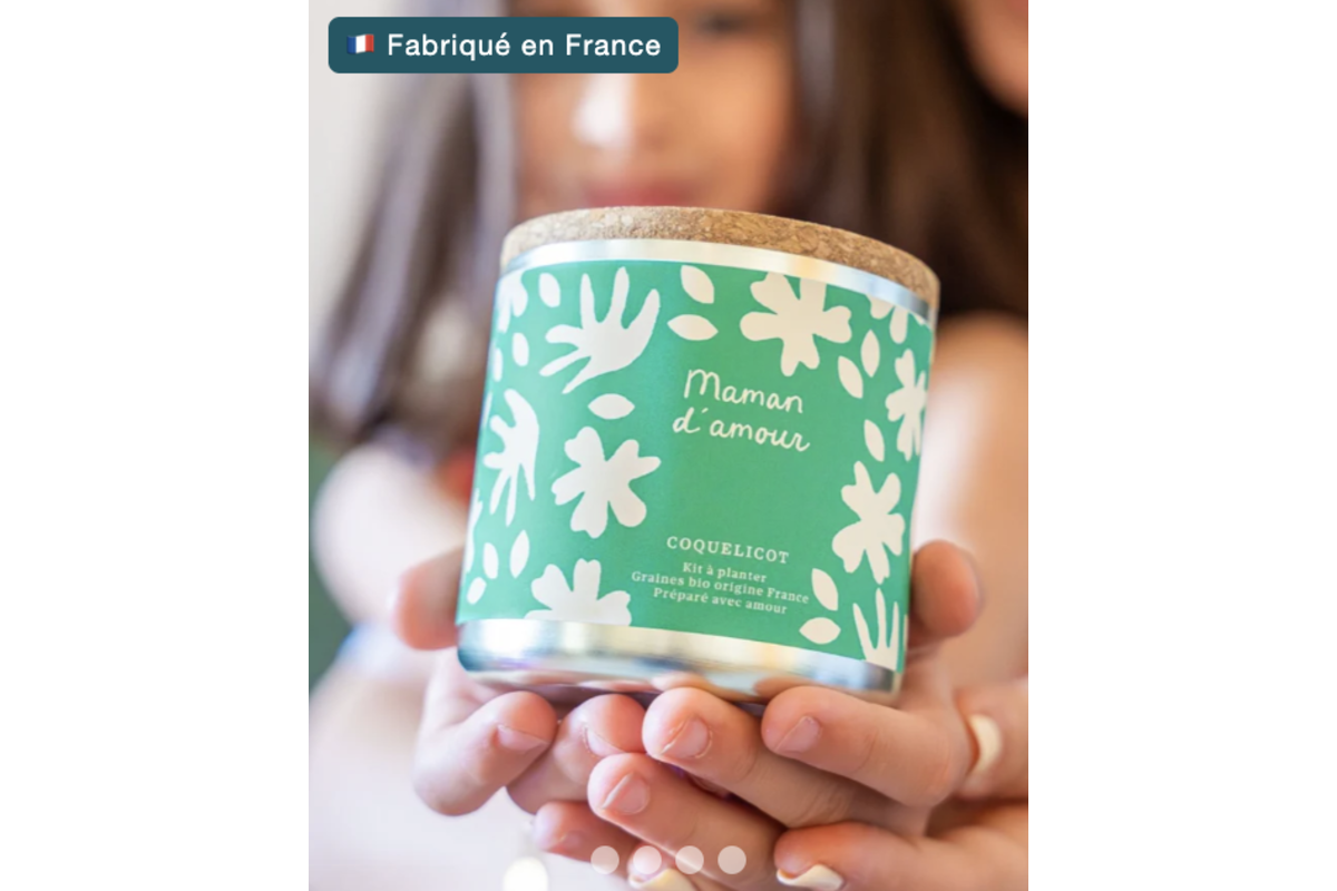 Bougie Maman d'amour Mieux Que Des Fleurs parfum coquelicot fabriquée en France vert motifs floraux