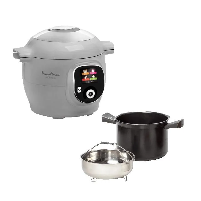 Multicuiseur Moulinex Cookeo CE854B10 gris, avec cuve et panier vapeur