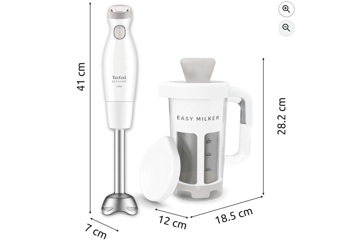 Dimensions du Moulinex Easy Milker et pied mixeur Easychef : compact et facile à ranger