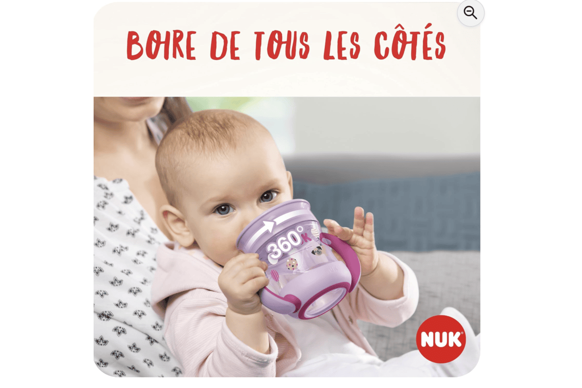 NUK Mini Magic Cup lot de 2 tasses apprentissage rose et turquoise