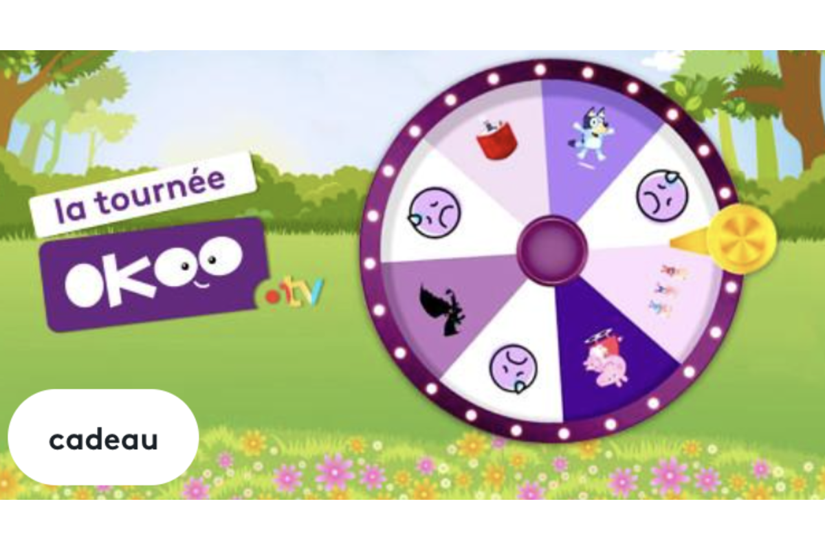La roue de la tournée de printemps Okoo avec des cadeaux à gagner