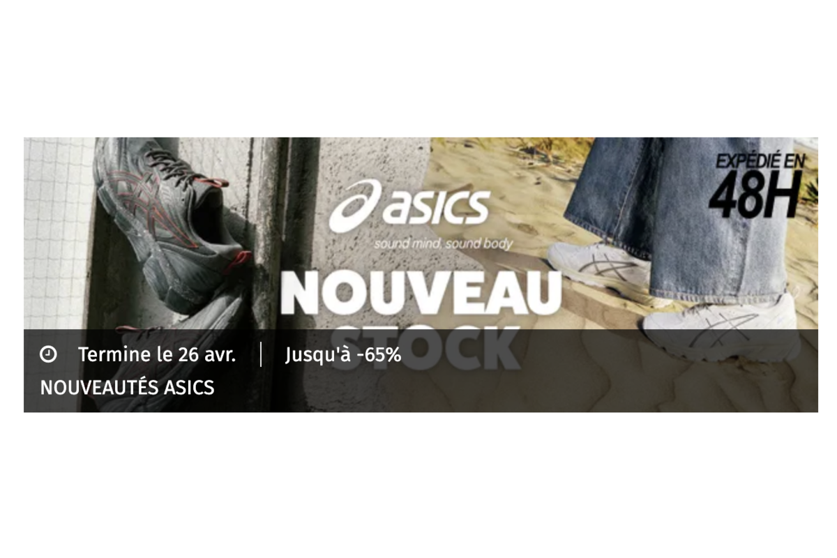 Vente privée nouveautés Asics sur Private Sport Shop