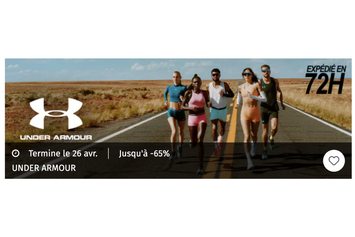 Private Sport Shop ventes privées Under Armour running jusqu'à -65%