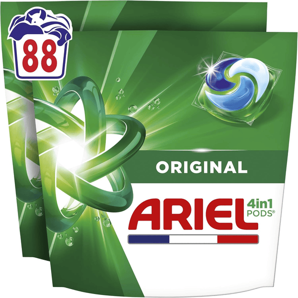 Ariel PODS 4en1 lessive capsules 88 lavages 2x44 Original élimination taches efficace cycle court froid