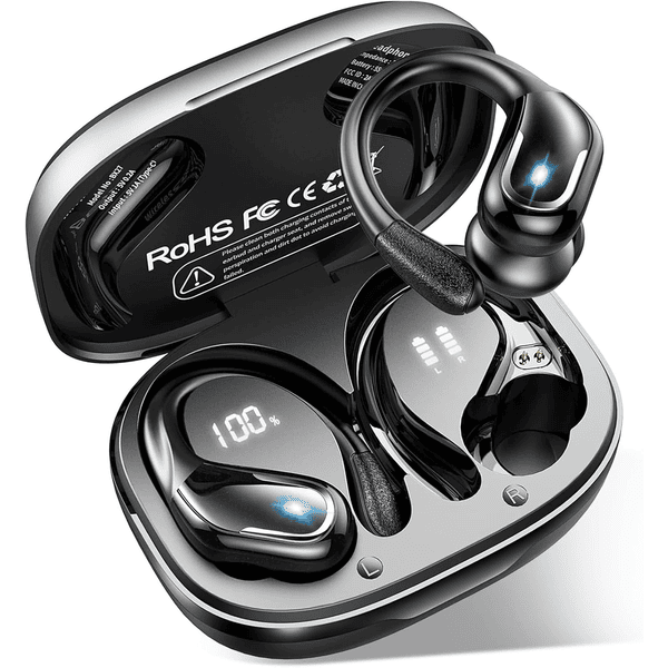 Écouteurs Bluetooth Rulefiss sans fil sport 75H autonomie réduction bruit IP7 étanche LED USB-C charge