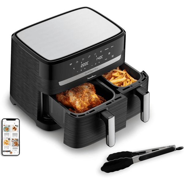 Moulinex Easy Fry Essential inox 8,3L jusqu'à 8 personnes 7 programmes Air Fryer repas complet synchronisation application
