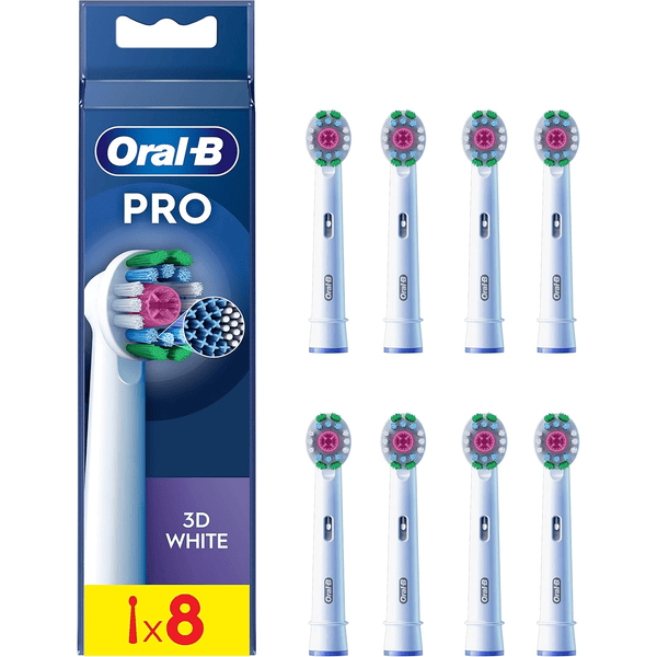 Oral-B brossettes de rechange 3D White lot de 8 recharges brosse à dents électrique Pro blanchiment coupelle polissage