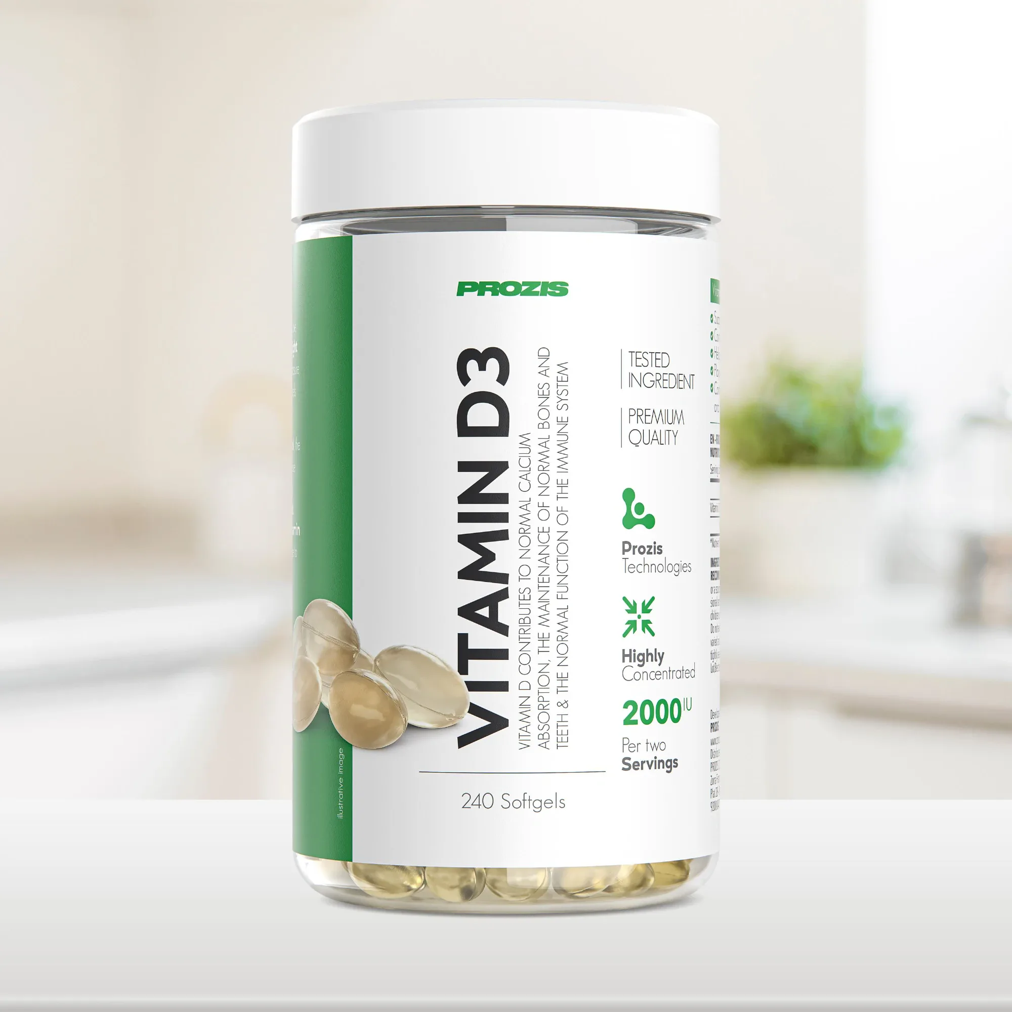 Boîte de Vitamine D3 Prozis contenant 240 capsules molles à 7,50 euros