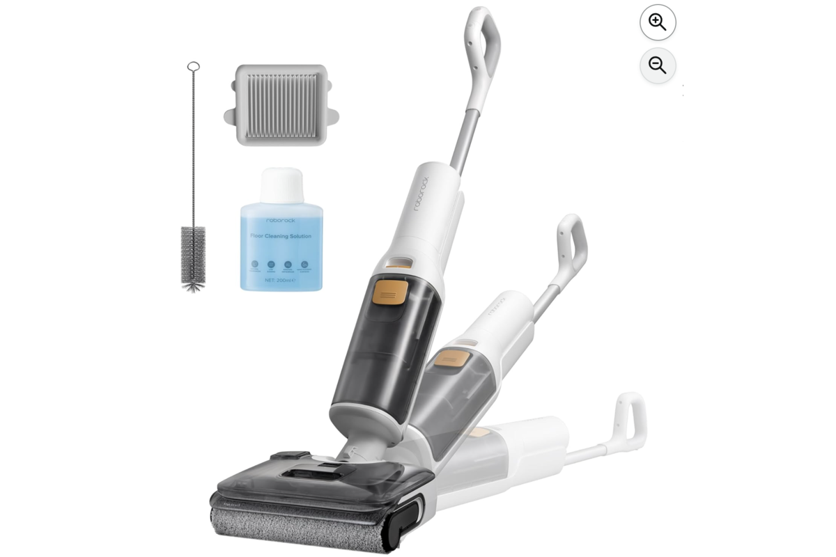 Roborock F25 GT aspirateur laveur sans fil avec accessoires et position inclinable 180°