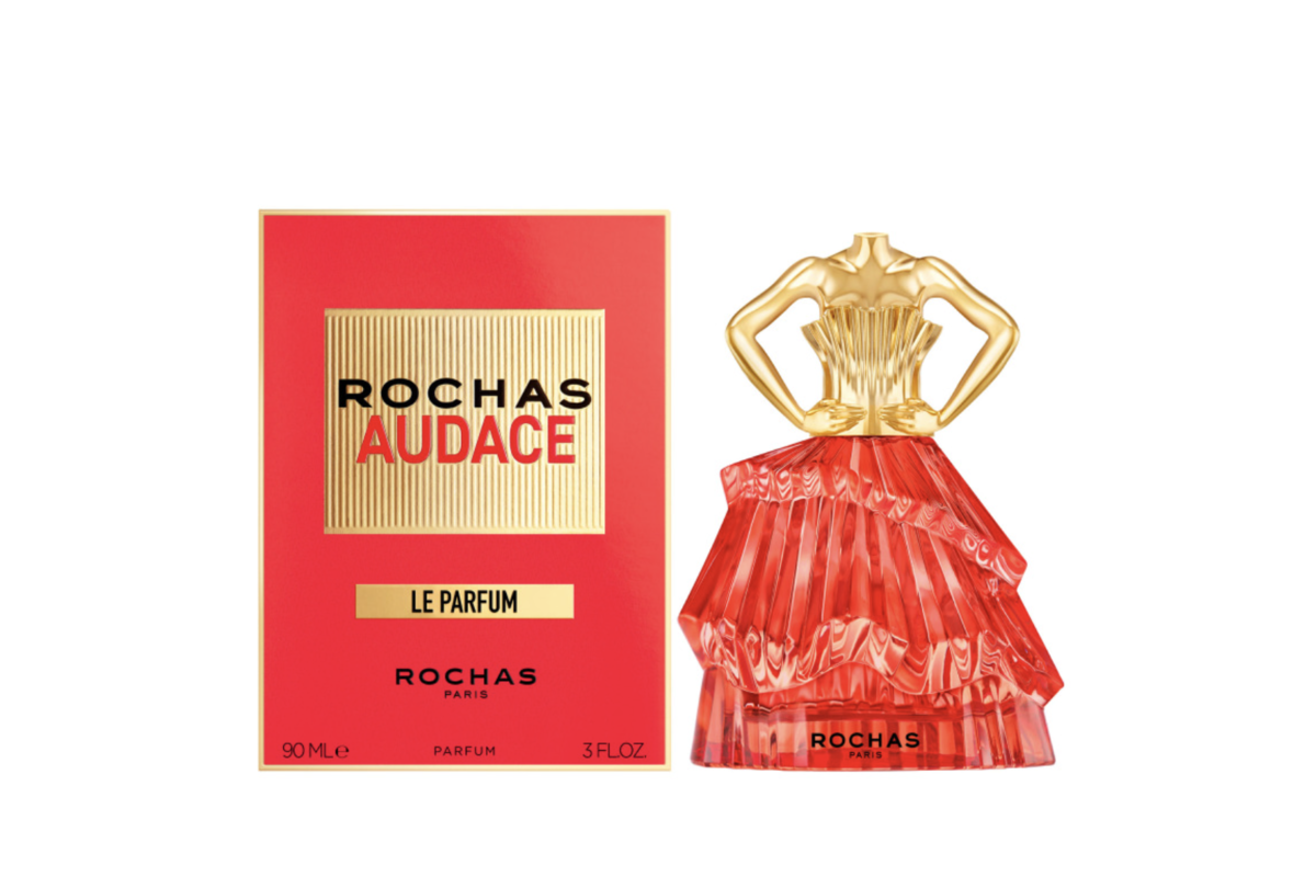 Rochas Audace Le Parfum avec son coffret rouge