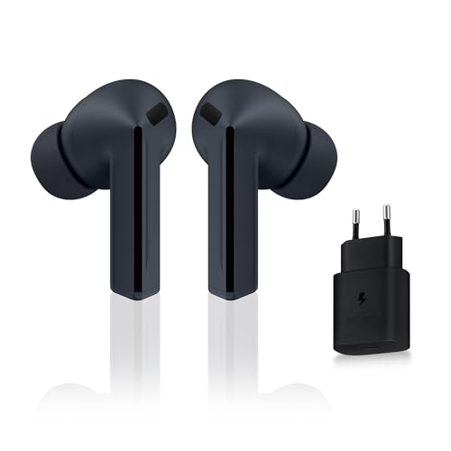 Samsung Galaxy Buds3 FE noirs avec boîtier et chargeur secteur rapide 25 W