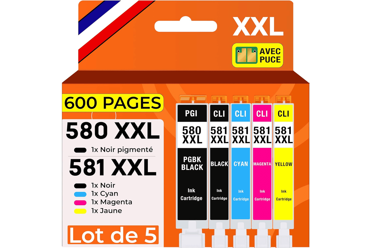 Supply Guy 5 cartouches encre Canon PGI-580 CLI-581 14,98 € Amazon