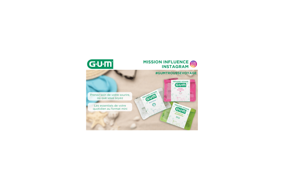 Test ambassadeur Instagram GUM Trousse Voyage hashtag GUMTROUSSEVOYAGE brosse à dents dentifrice bain de bouche batonnet interdentaire ete 2026