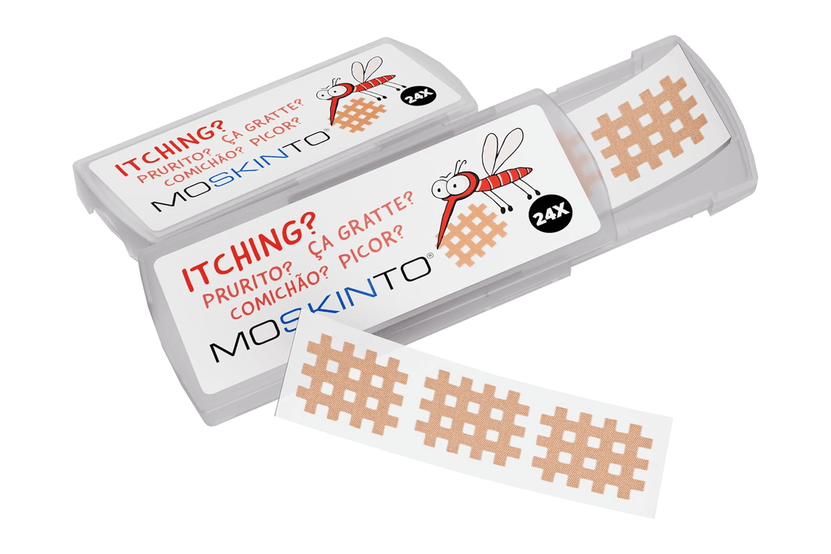 Moskinto Patchs Anti-moustiques 24 patchs beige pour enfants adultes piqûres démangeaisons boîte fabriquée en Allemagne