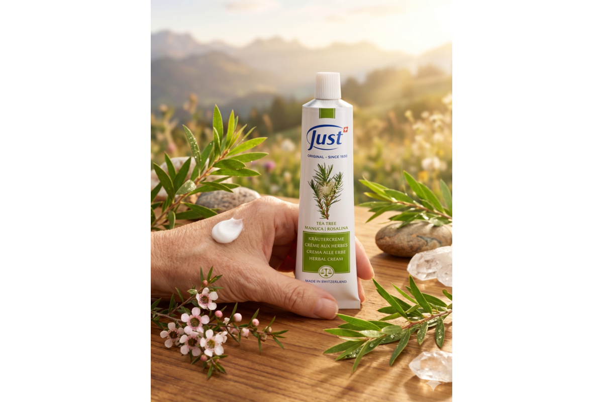 Crème Tea Tree JUST application sur la peau