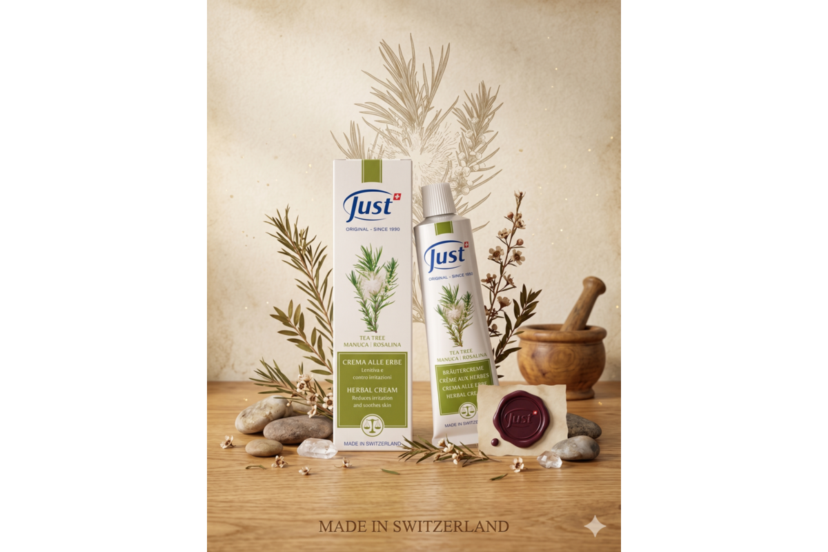 Crème JUST Tea Tree Manuka Rosalina pot vert anti-imperfections soin peau