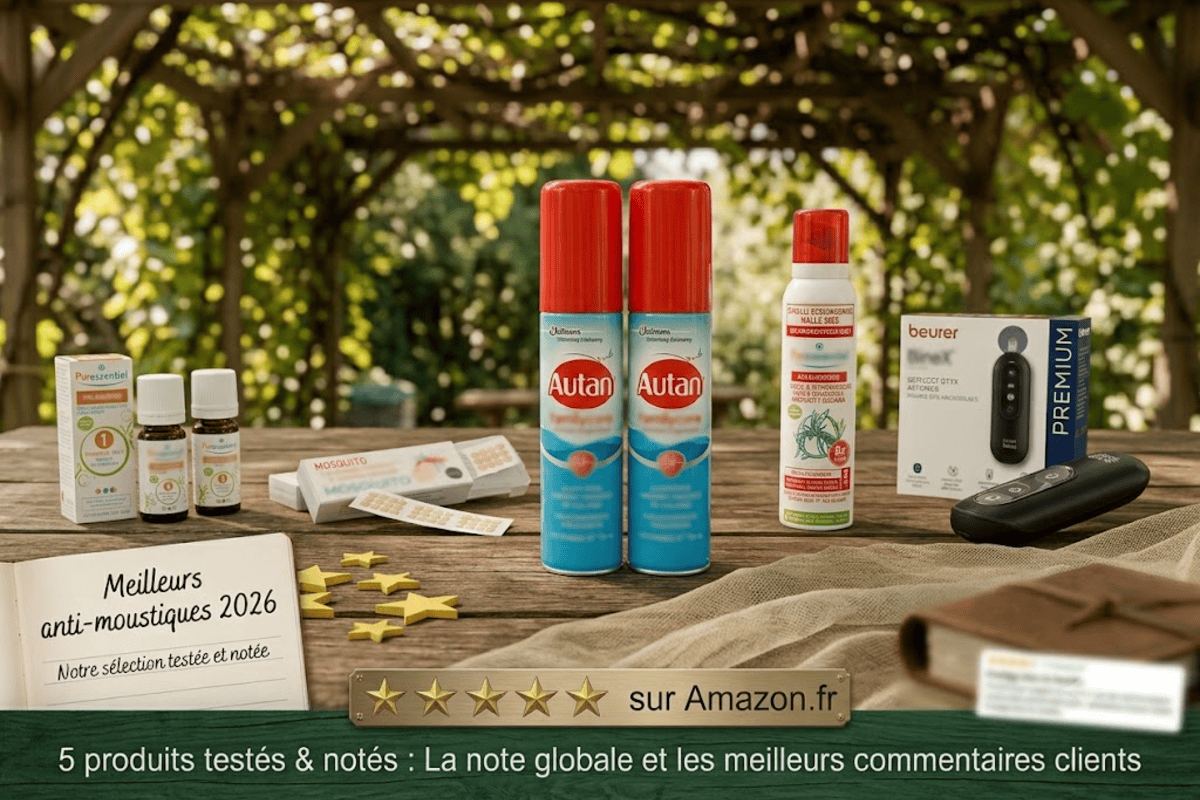 Meilleurs anti-moustiques 2026 sélection sprays répulsifs stylo chauffant patchs huile essentielle testés Amazon