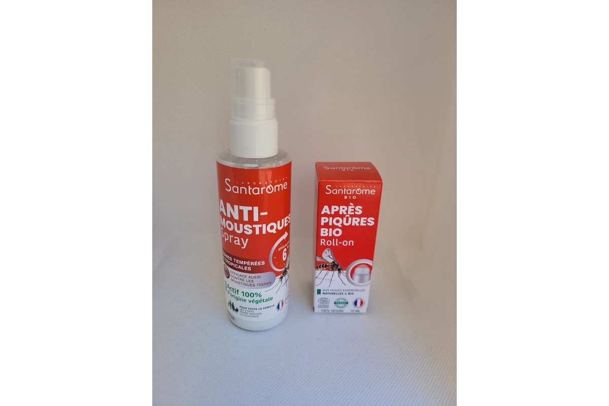 Pack Anti-Moustiques Santarome Spray répulsif et Roll-On Après-Piqûres bio