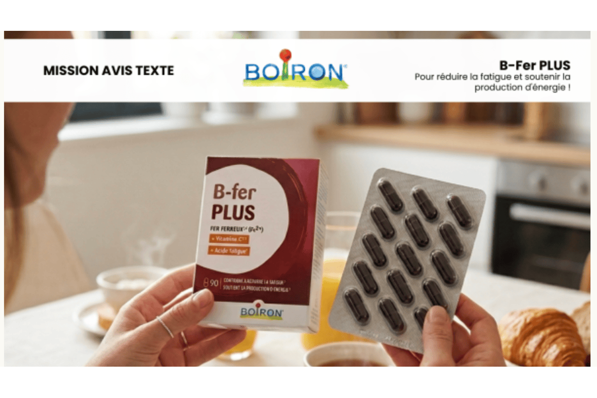 Test gratuit Boiron B-Fer Plus complement alimentaire fer vitamines B B2 B6 B9 B12 C gelules haute tolerance digestive campagne ambassadeur juin juillet 2026