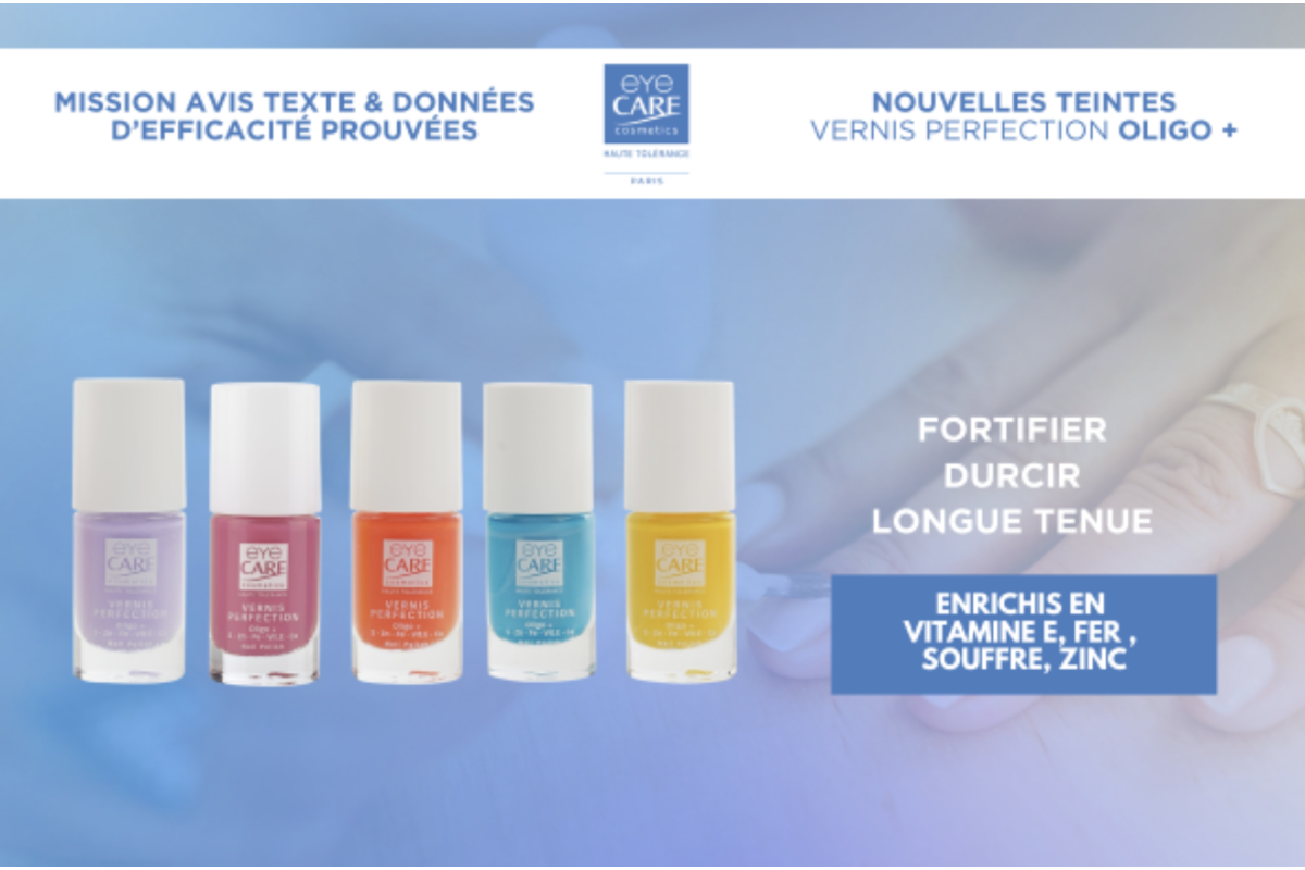 Eye Care Cosmetics 5 vernis Perfection Oligo+ nouvelles teintes mission avis texte ambassadrice mai 2026