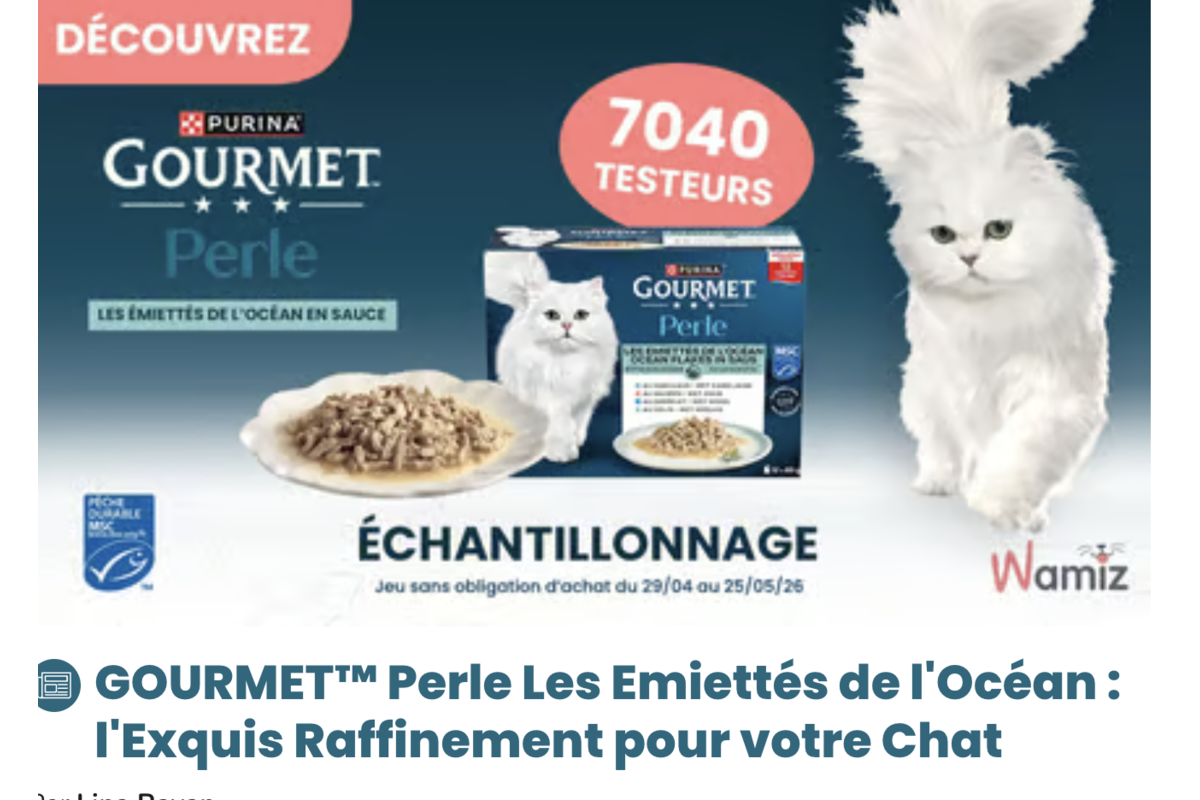 Test gratuit GOURMET Perle Les Émiettés de l'Océan chat poisson cabillaud carrelet colin saumon
