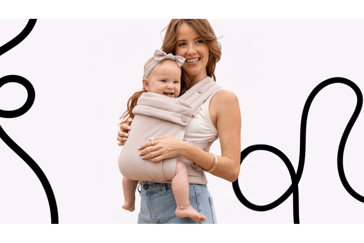 Test gratuit porte-bébé Infantino Honey Blossom ergonomique tissu chevron premium 2 positions portage physiologique naissance Mamadvisor Magicmaman juillet 2026