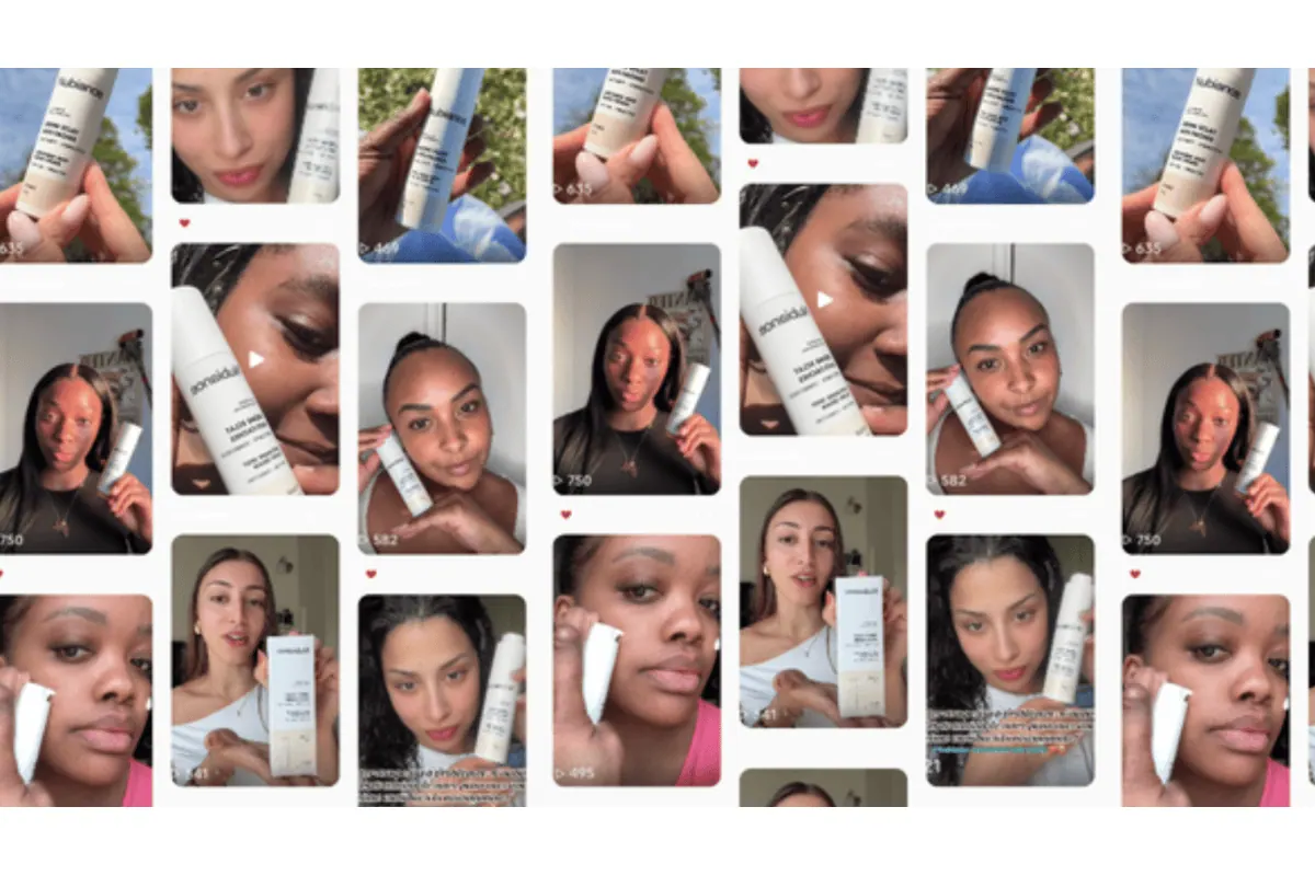 Mosaïque d'ambassadrices Nubiance présentant le Baume Corps Hydratant en photos UGC réseaux sociaux