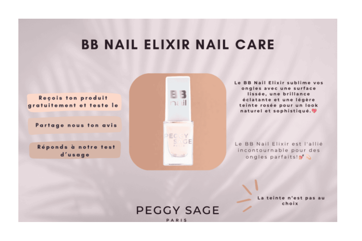 Peggy Sage BB Nail Elixir soin ongles renforçant durcisseur acides aminés vitamine E violette baobab argan fini rose test gratuit testeur juillet 2026