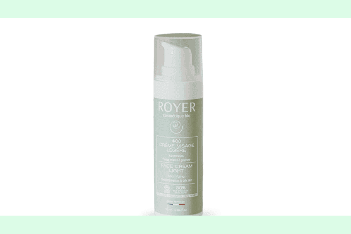 Test gratuit Royer Cosmétique Crème Visage Légère Matifiante Bio bave escargot 25ml flacon vert pâle peaux mixtes grasses