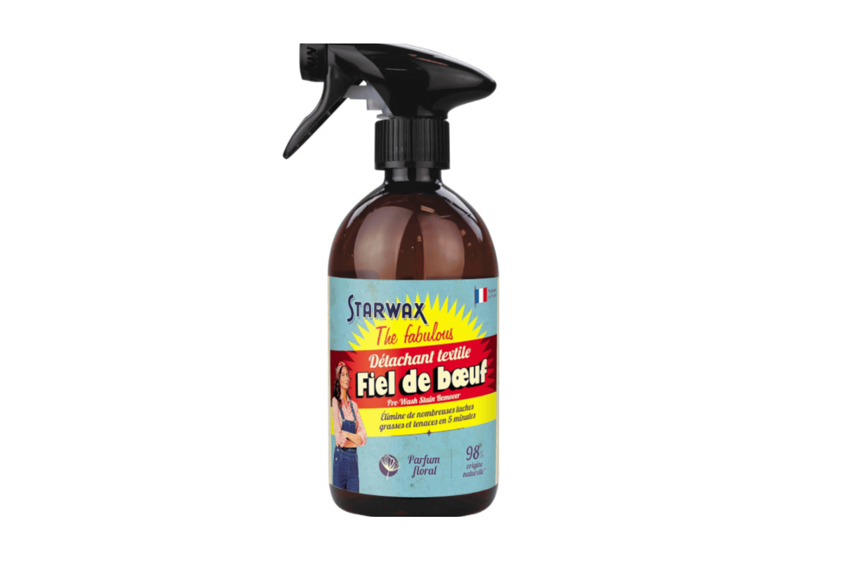 Spray détachant textile Starwax The Fabulous Fiel de bœuf parfum floral 98 pourcent origine naturelle pré-lavage taches vêtements
