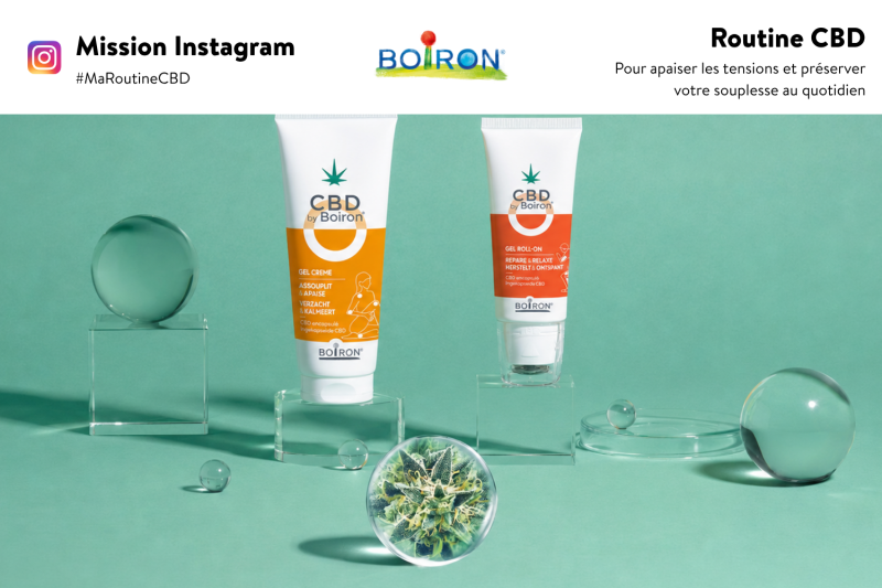 Gel crème CBD et gel roll-on CBD Boiron proposés gratuitement à 13 ambassadeurs
