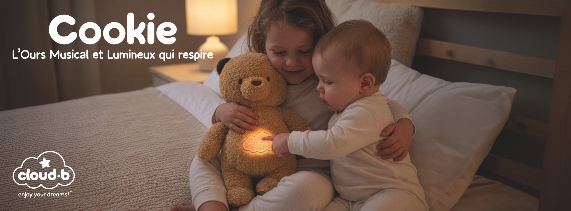 Baby Test ConsoBaby Cloud B Cookie l'Ours qui respire avec 35 peluches musicales à tester
