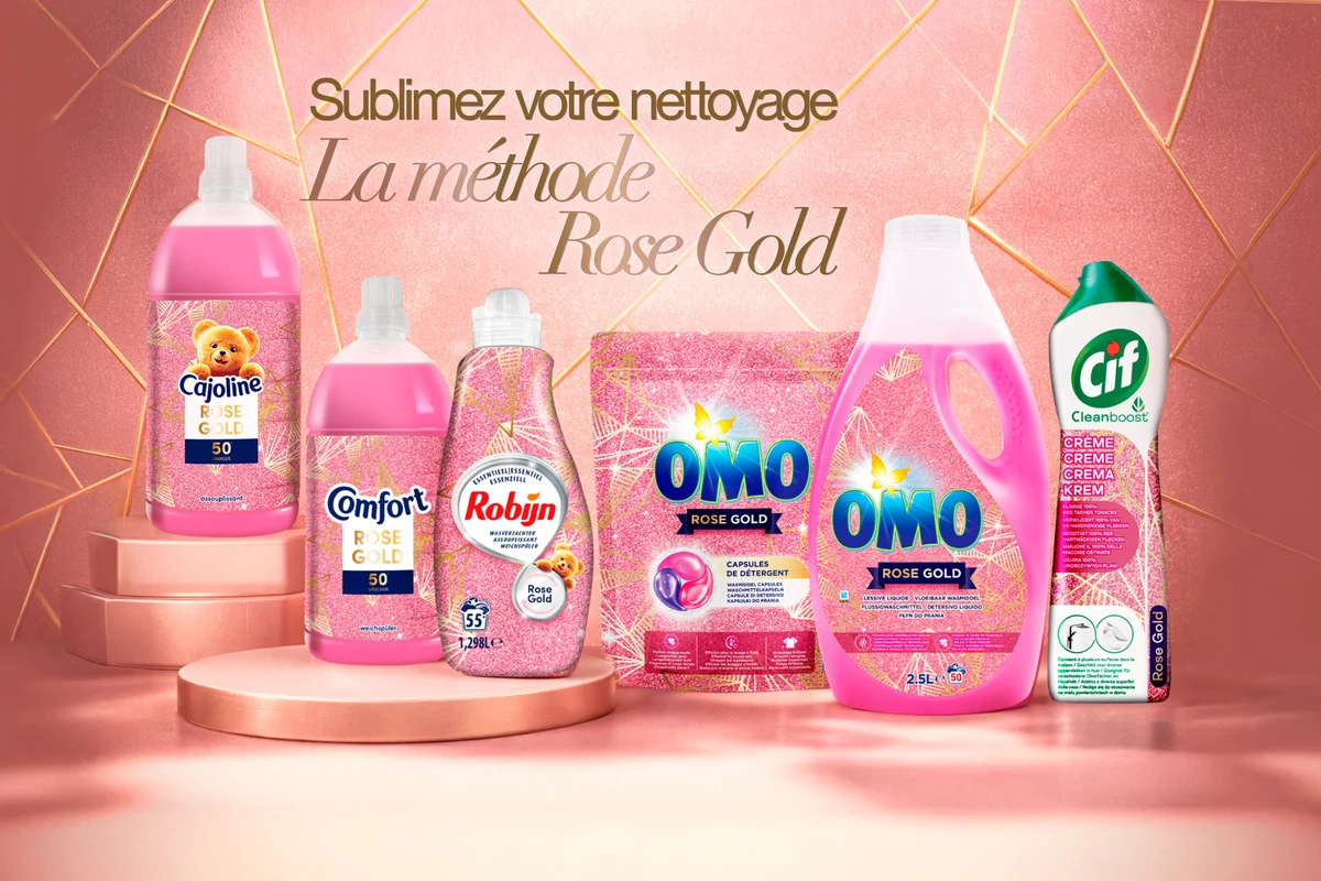 Collection Unilever Rose Gold avec capsules OMO et adoucissant Cajoline à tester gratuitement sur TRND
