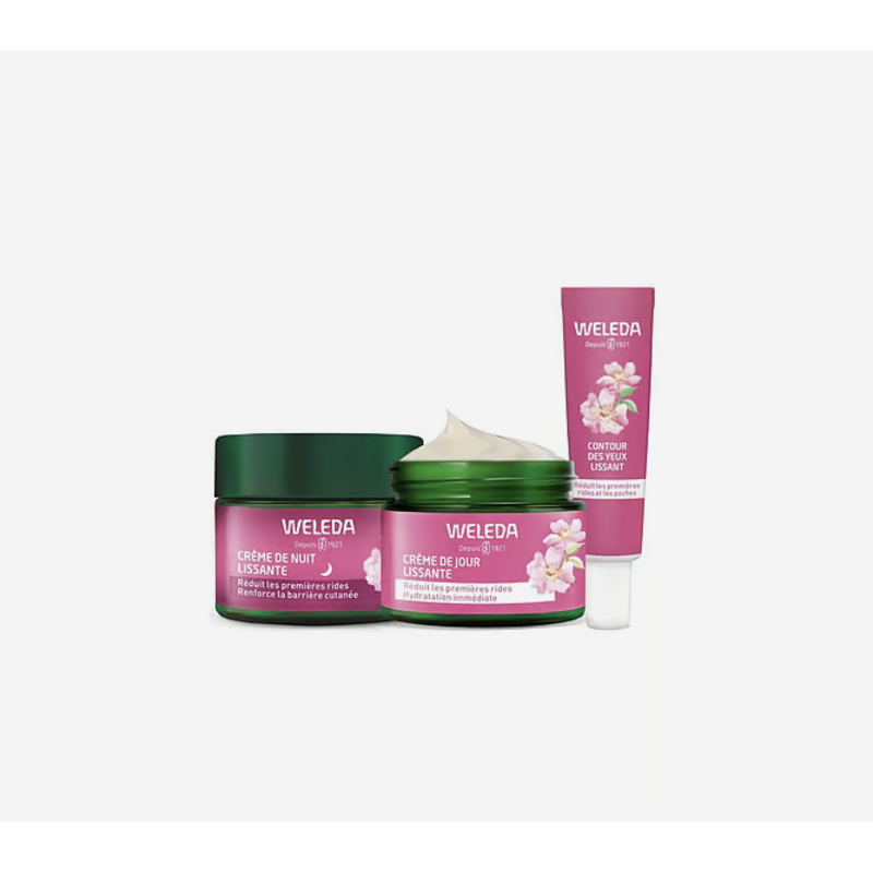 Weleda gamme rose Lissante crème jour nuit contour des yeux première rides
