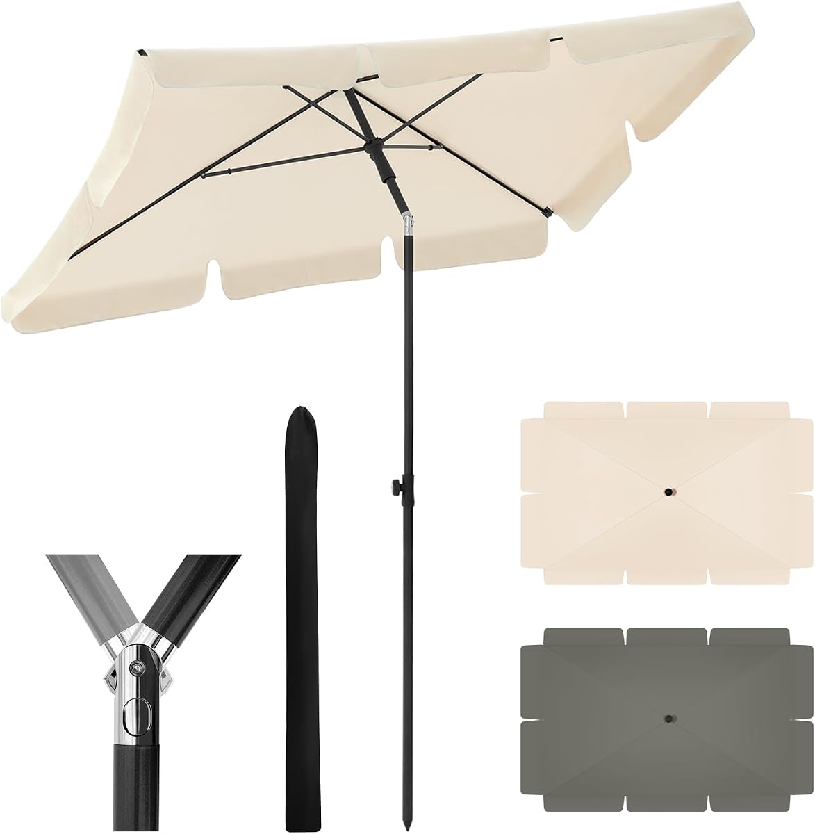 Parasol WOLTU rectangulaire beige 2 x 1,2 m