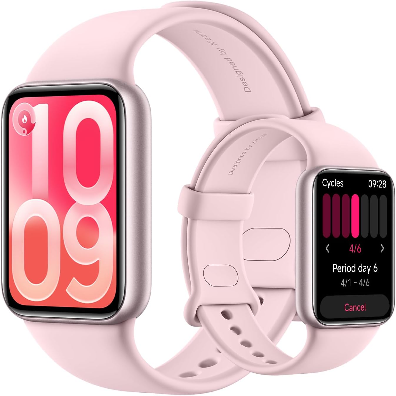 Bracelet connecté Xiaomi Smart Band 10 Pro rose vu sous plusieurs angles